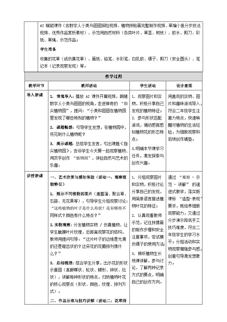 1.3 指尖植物园 教案 2025-2026学年人教版二年级美术下册第2页