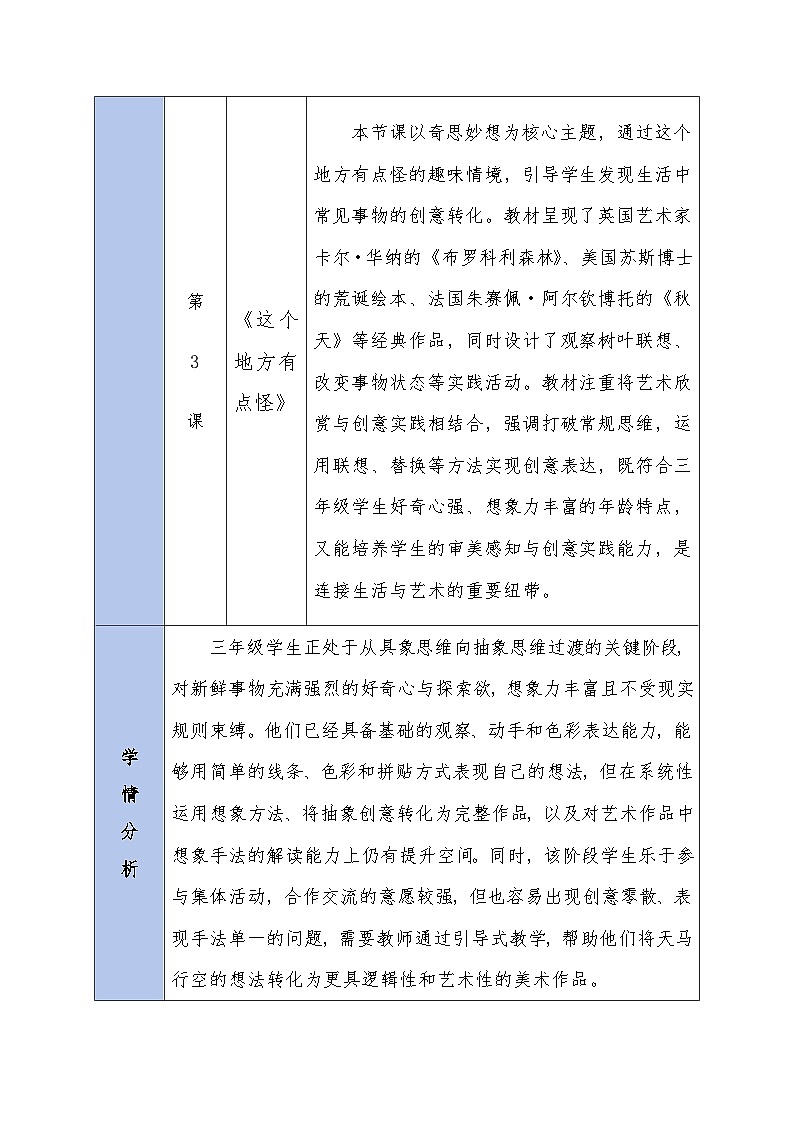 2026春湘美版美术三年级下册第四单元 单元分析教案第2页