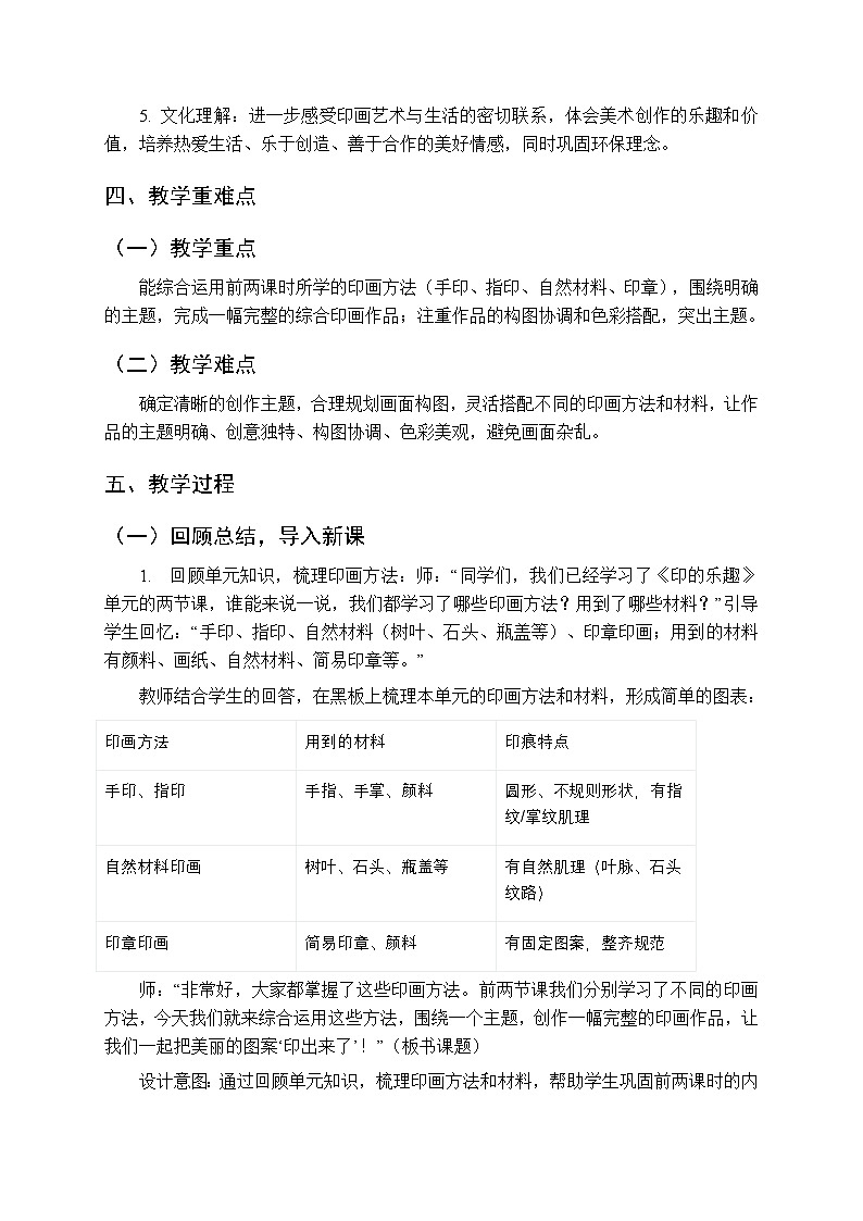 第三单元第三课《印出来了》教案-2025-2026学年苏少版(新教材)小学美术二年级下册第2页
