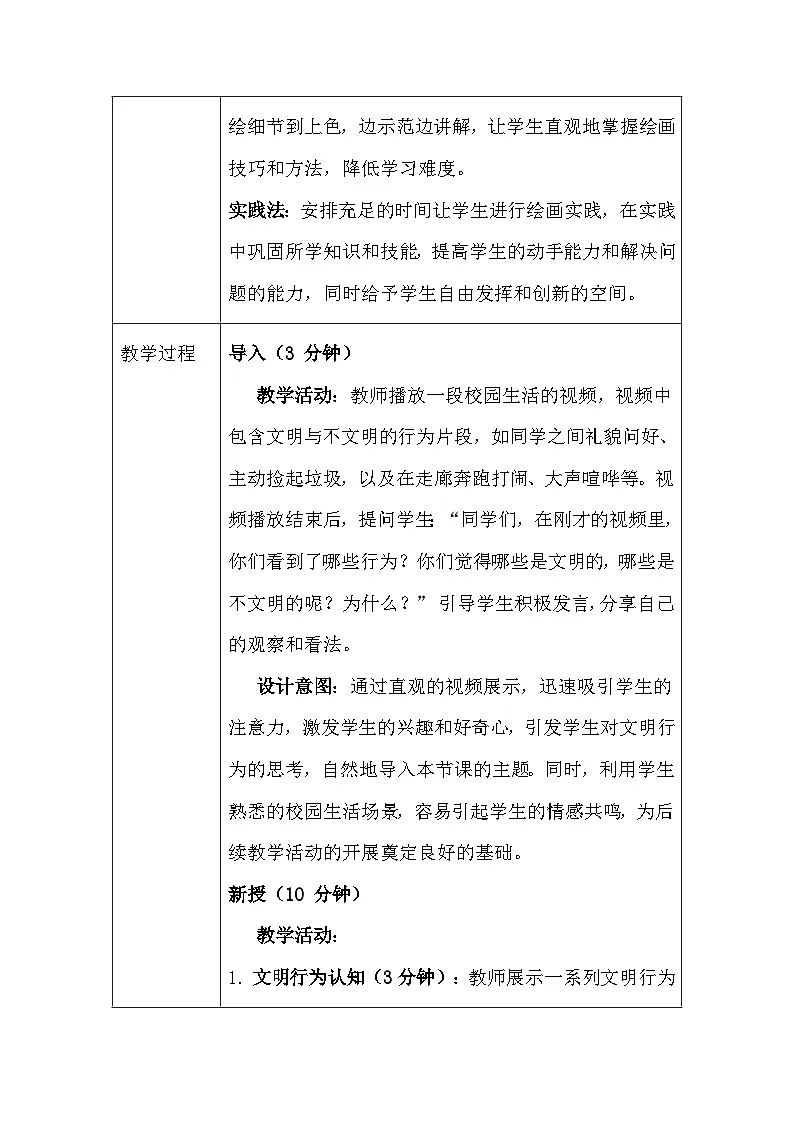 赣美版(2024)小学美术一年级下册第一单元《1 文明的我》教学设计及反思第3页