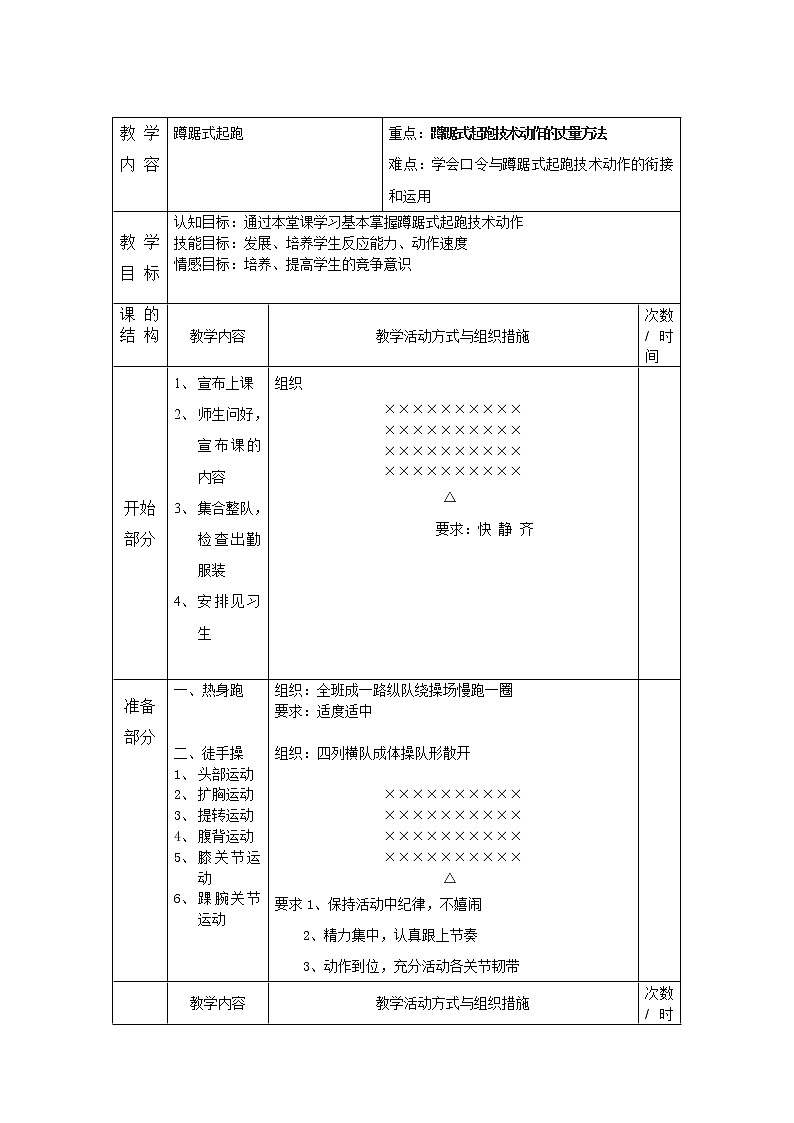 体育与健康人教版3~4年级全一册 3.1 蹲踞式起跑 教案第1页