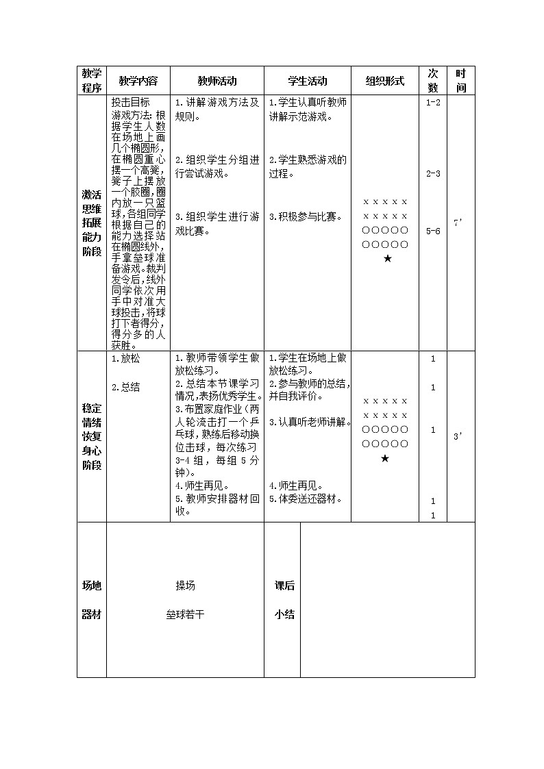 三年级下册体育表格式教案-16 投掷:侧向投垒球-通用版第2页