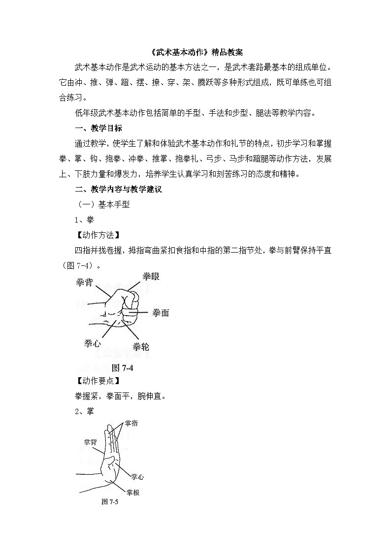 《武术基本动作》精品教案01