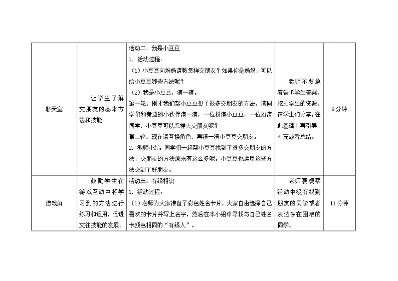 第二课  找呀找朋友 教学设计-一年级全一册小学心理健康(南大版)教案第3页