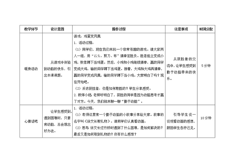 第十四课  勤于动脑   教案第2页