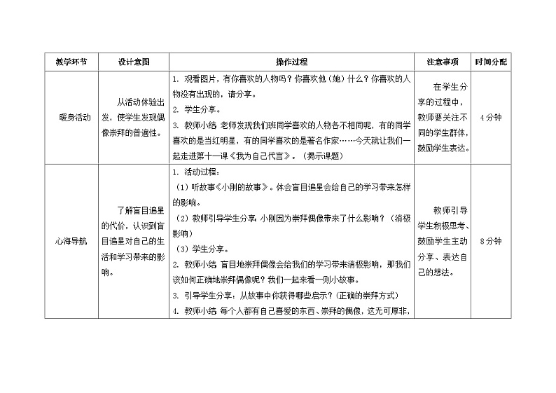 南大版心理健康六年级11.《 我为自己代言》教学设计第2页