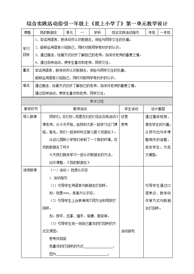 上小学了 第1单元 我的新朋友 课件+教案+素材01