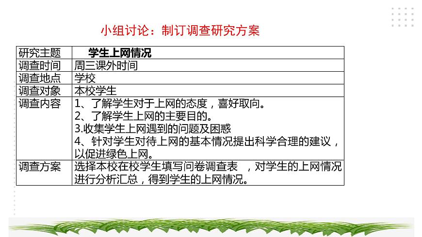 三年級(jí)綜合實(shí)踐活動(dòng)指導(dǎo)第1單元主題活動(dòng)四《學(xué)生上網(wǎng)小調(diào)查》第7頁