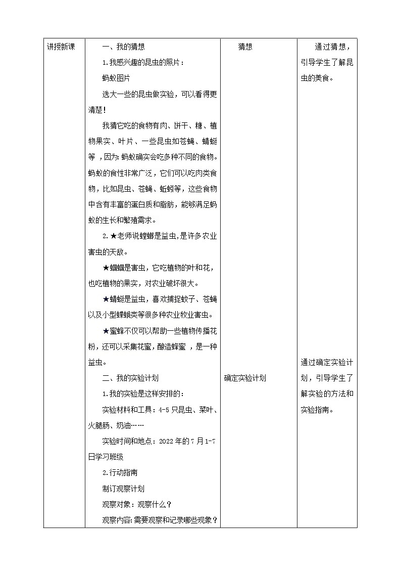【沪科+黔科版】《综合实践活动》三上 探访昆虫世界 活动一《昆虫的美食》教案第2页