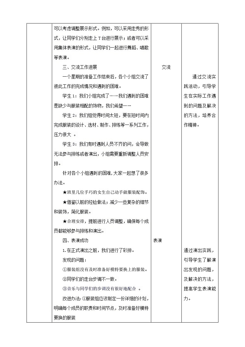 沪科+贵科版小学综合实践活动 四年级 第六单元 服装大观园 第16课《活动三:校园服装秀》 教案第3页