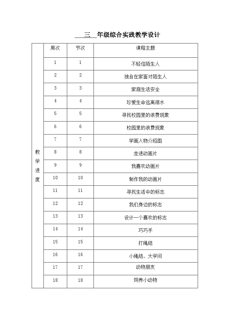 浙科技版综合实践教案(三年级全一册)第2页