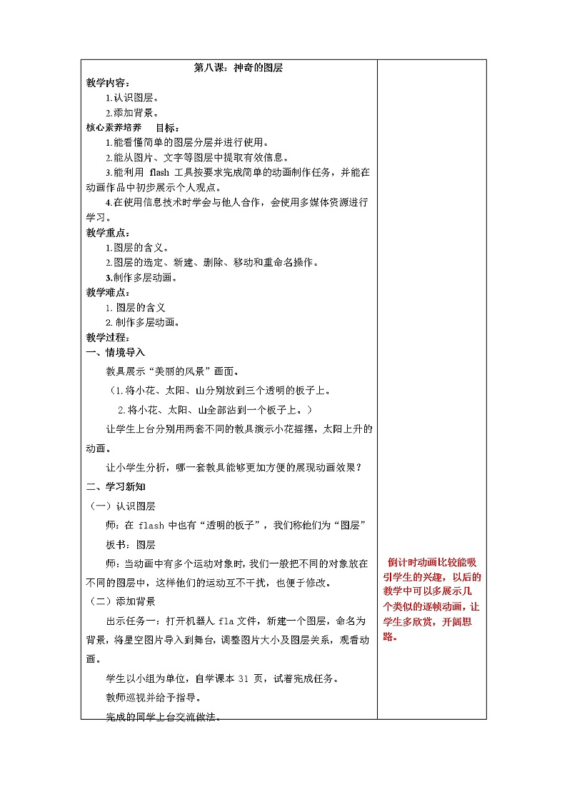 鲁教版小学信息技术 第五册 第8课 神奇的图层 教案01