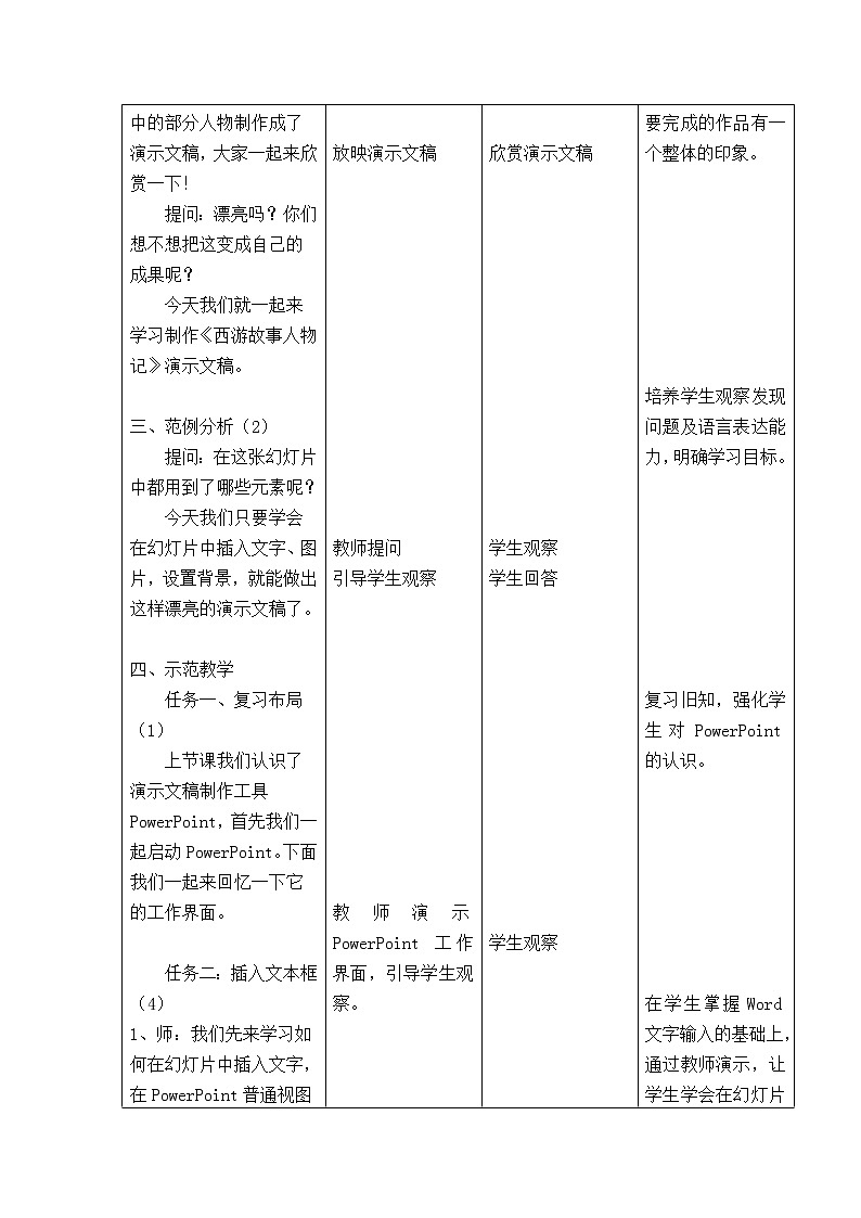 冀教版四年级下册信息技术 14. 《西游故事人物记》演示文稿 教案第2页