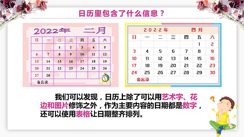 小学信息技术 粤教B版 四年级 制作个性化日历 课件第3页