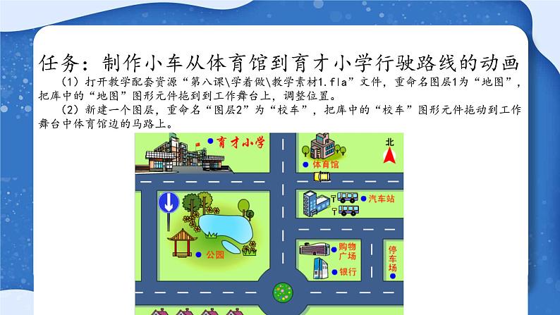 小学 粤教(B版)信息技术 六年级 制定行驶路线图——制作引导层动画 课件第4页