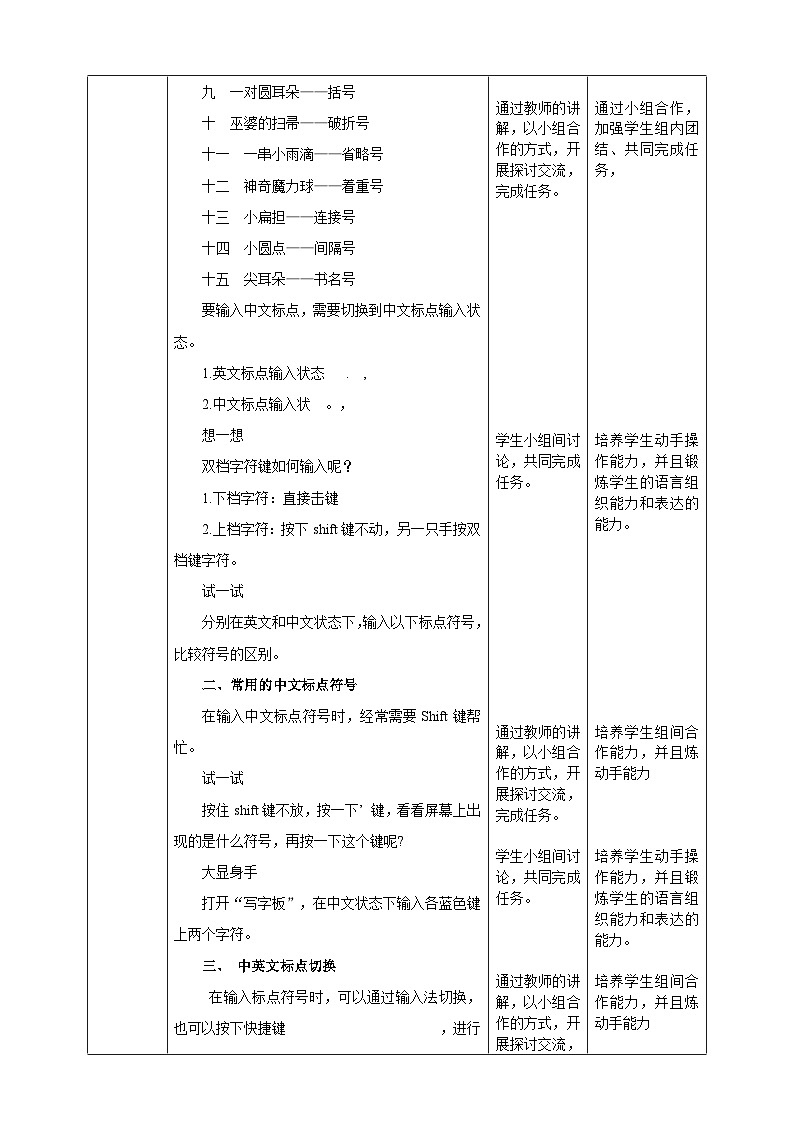浙摄影版三年级下册信息技术第7课中文标点妙输入教案第2页