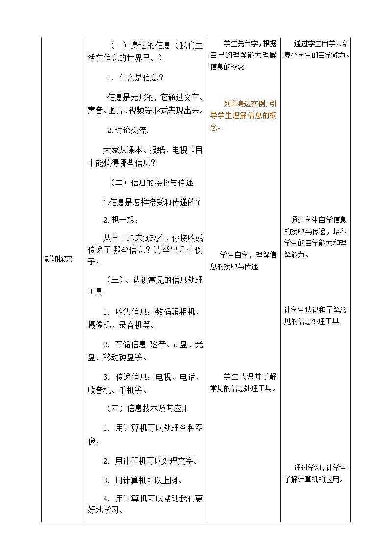 2024秋人教版小学信息技术上册三年级(上)第1课 信息技术初探究(一课时)教案03