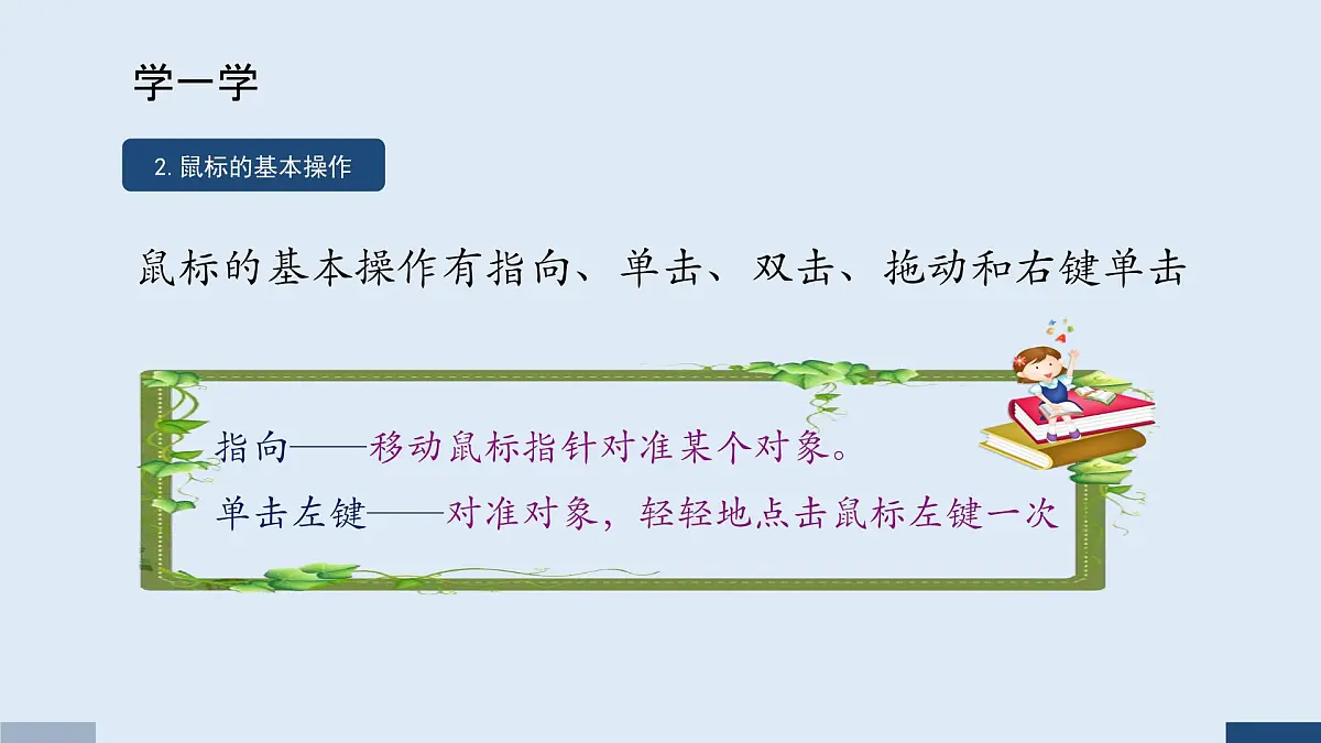 重大版三年级信息技术上册 第3课 小小鼠标动起来(课件)第6页