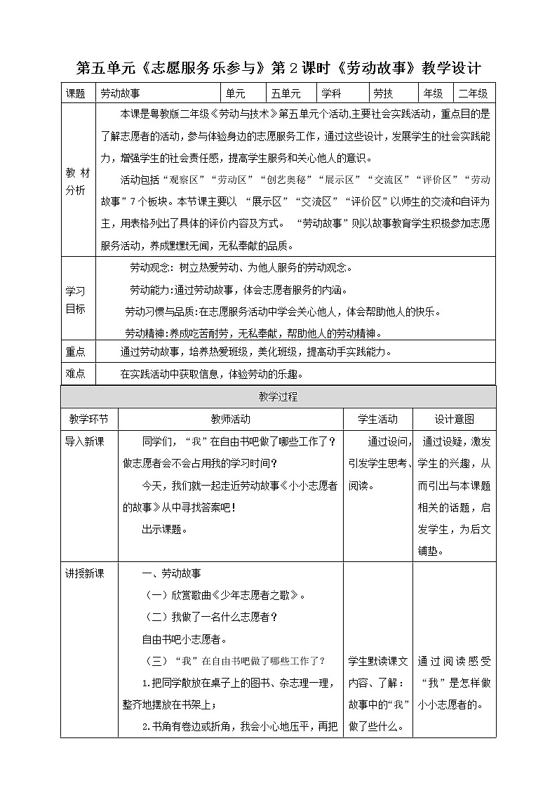 劳动故事 《小小志愿者的故事》课件+教案01