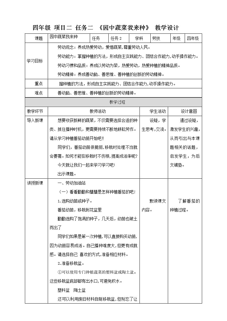 任务二《园中蔬菜我来种》课件+教案01