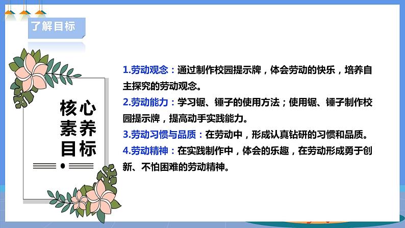 【人教版】五下劳技 项目八《制作校园提示牌》课件+教案+素材02