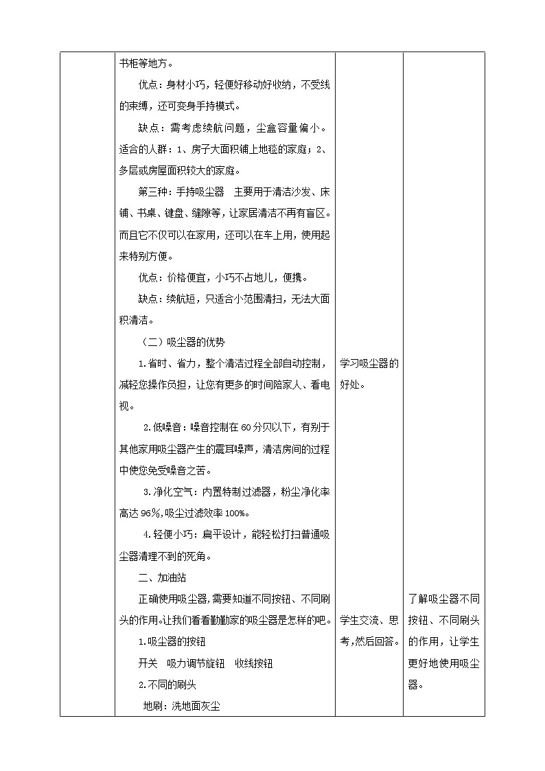 浙教版二年级下册《劳动》项目二  任务三 《用吸尘器清洁房间》教案第2页