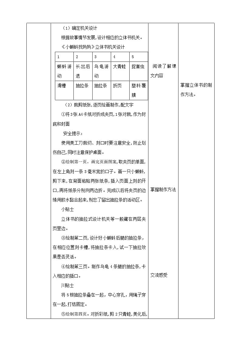 北师大版劳技三年级 第12课《有趣好玩立体书》教案第3页