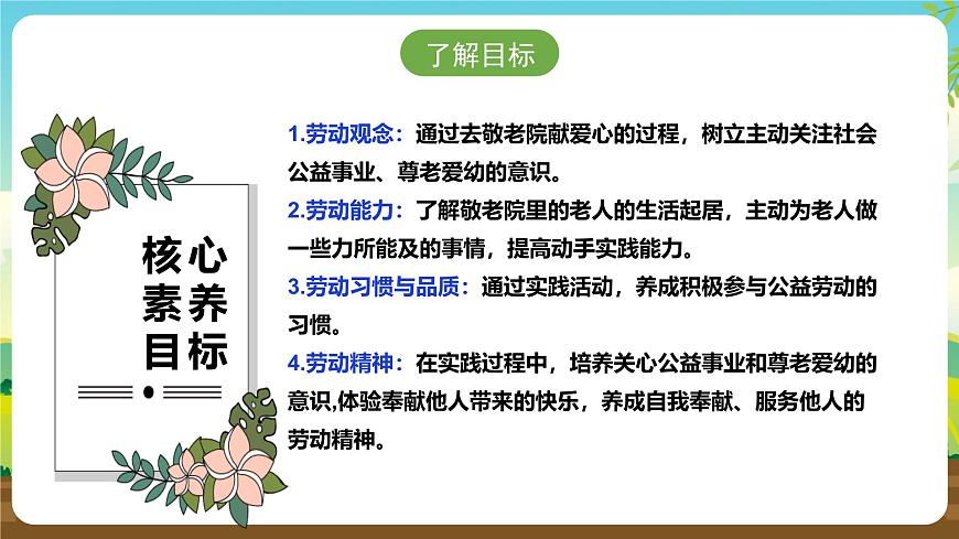 人教版六下勞技 項(xiàng)目十《去敬老院獻(xiàn)愛心》課件第2頁(yè)