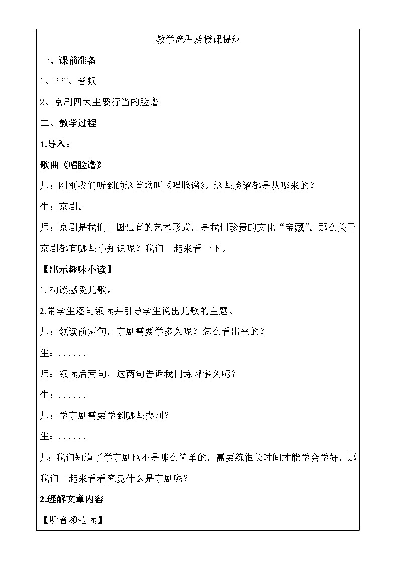 小学语文一年级上册精品课外阅读第十七课 京剧 ppt课件+教案+素材02
