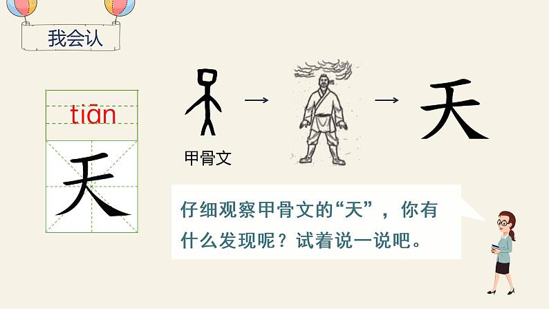 人教部编版语文一年级上册 第一单元 识字1 天地人 (教学课件)第5页