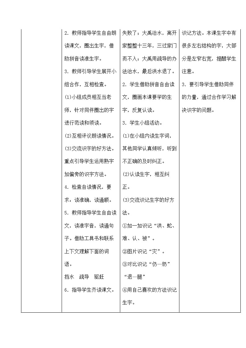 部编人教版二年级语文上册《大禹治水》精品教案教学设计小学优秀公开课第3页