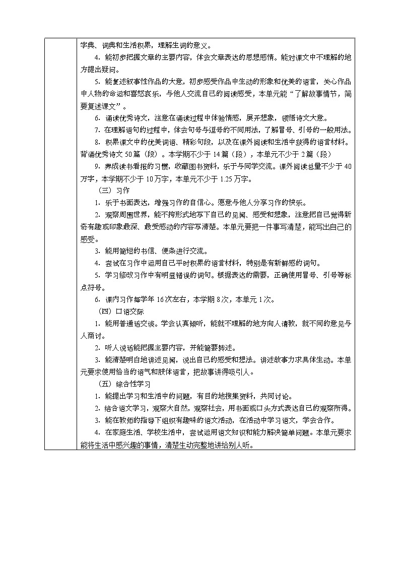 部編版語(yǔ)文四上第八單元教學(xué)評(píng)助一體化單元備課教案第3頁(yè)