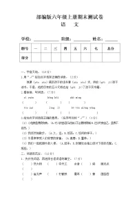 部编版六年级语文上册期末测试卷及答案3