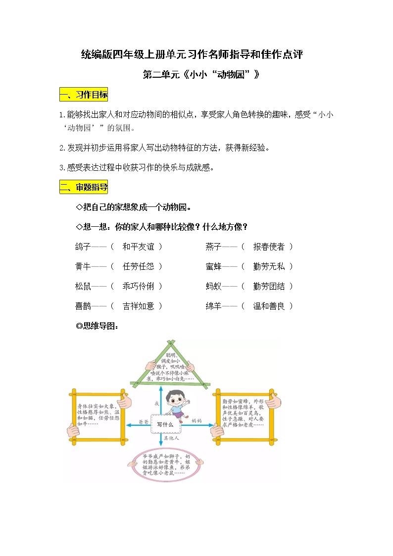 统编版四年级上册第二单元习作《小小“动物园”》（10篇）学案01