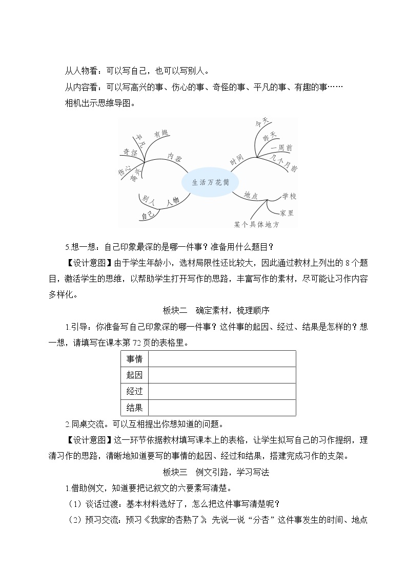 部编版四年级语文上册 第五单元 习作例文与习作 教案02