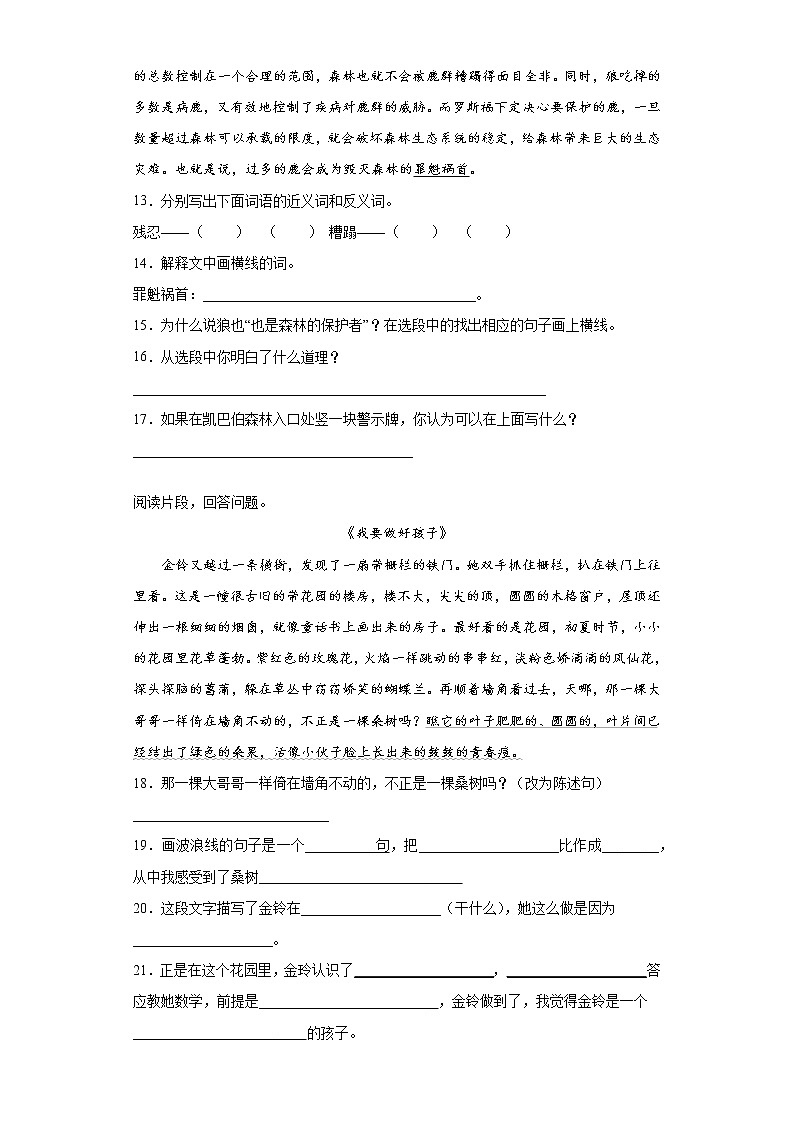 暑假预热——小升初语文练习试题(八)03