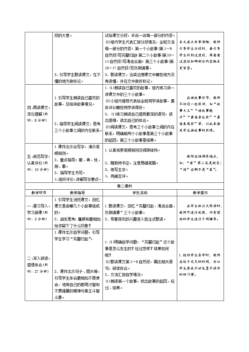 6《将相和》导学案(2课时表格)02
