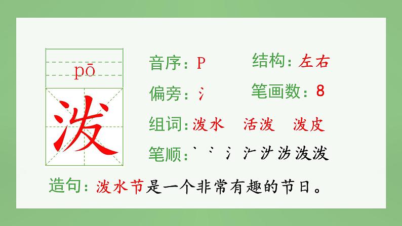 统编版语文二年级上册(生字课件)17《难忘的泼水节》课件第3页