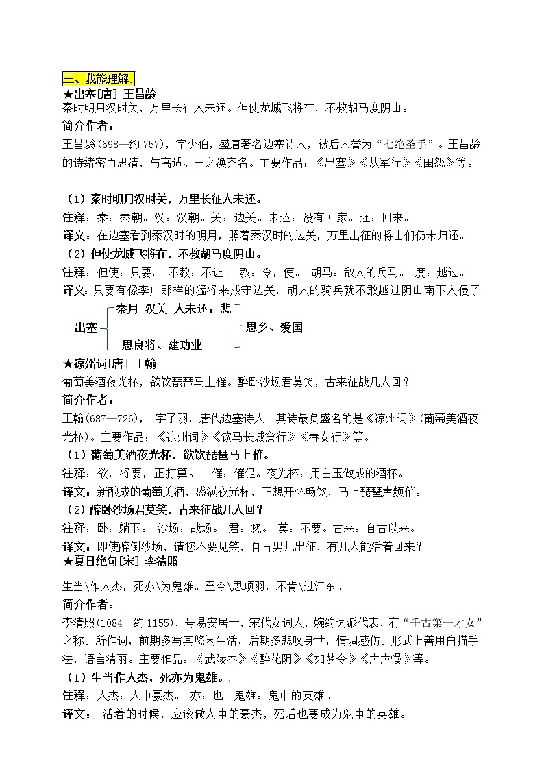 部編版四年級語文上冊21.《古詩三首》知識點易考點一線資深名師梳理第2頁