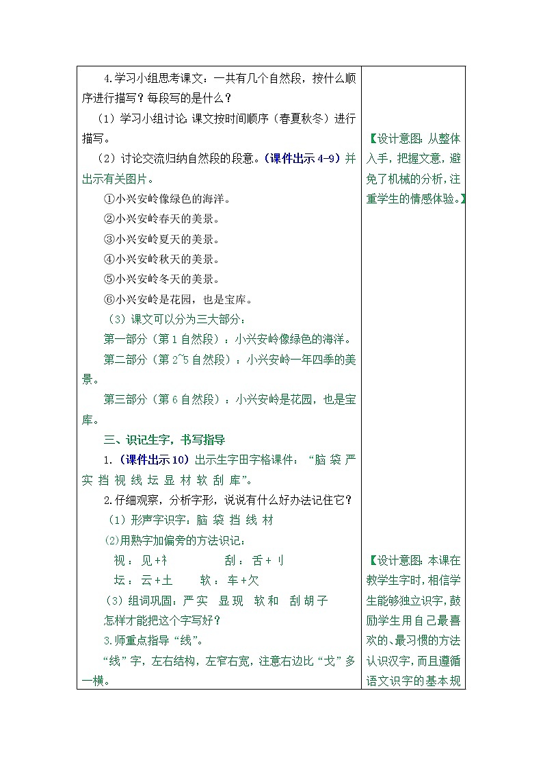 人教部编版三上语文20 美丽的小兴安岭教案第3页