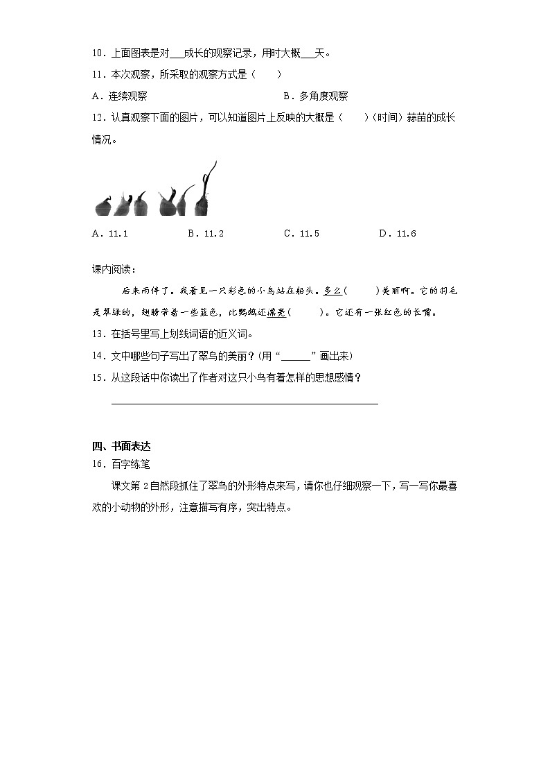 部编版语文三年级上第五单元练习试题第3页