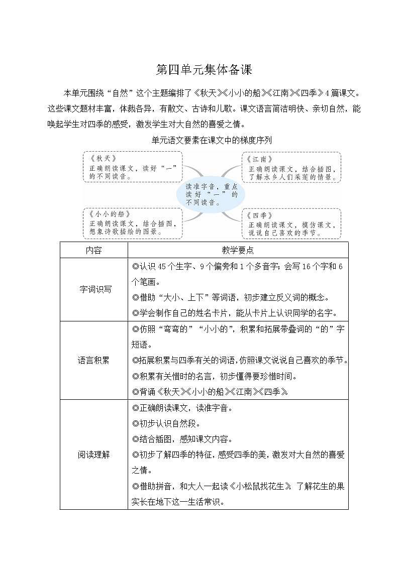 部编版语文一年级上册教案1 秋天第1页