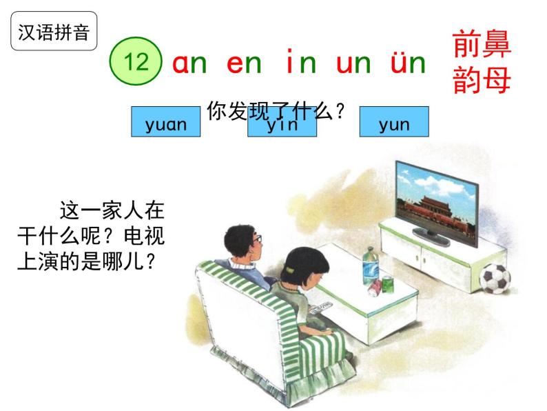 部编教材一年级上册汉语拼音《an en in un un》课件PPT02
