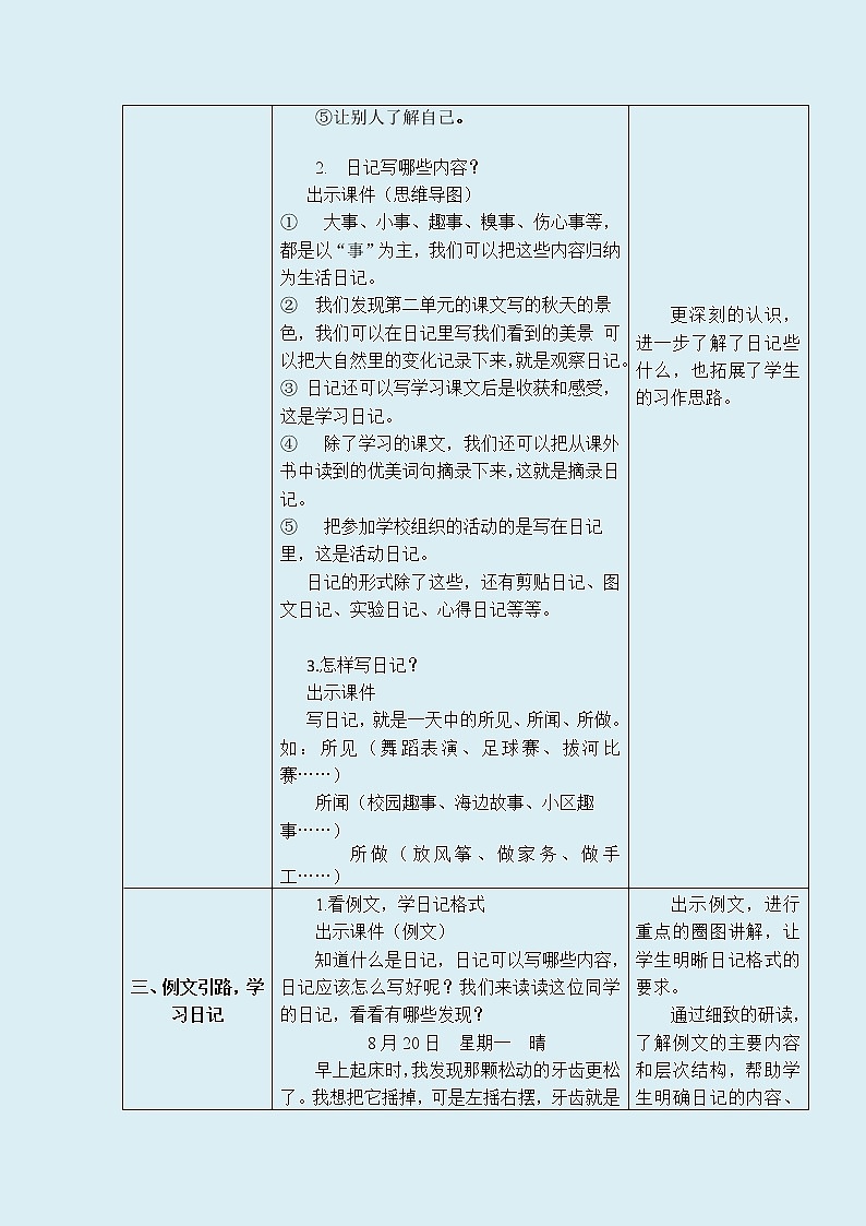 人教部编版(五四制)三年级上册语文 第二单元《写日记》教案02