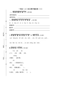 统编版一年级语文上册 期中精选卷（三）