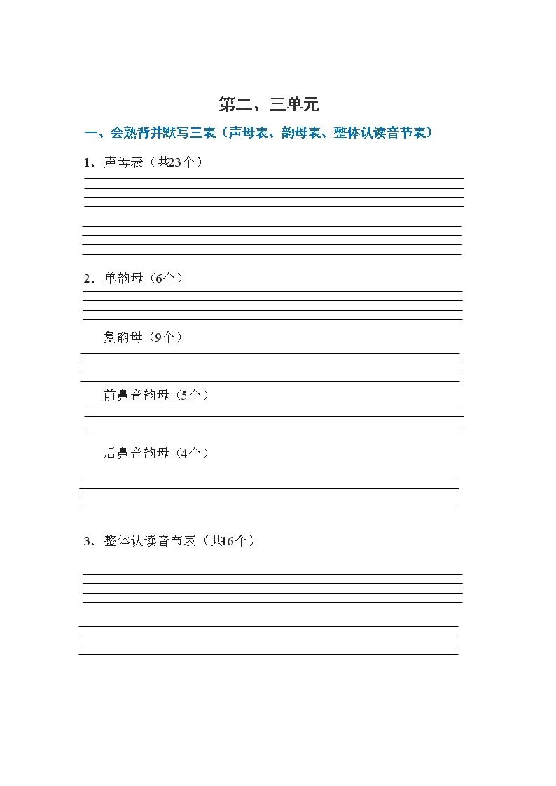 （最新版）部编版一年级语文上册看拼音写词语、拼音规则、易错音（1-4单元一类生字和书后词语）学案02