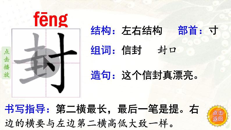 6.《一封信》 生字课件(笔顺动漫)第3页