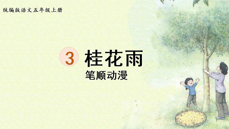 3.《桂花雨》 生字课件(笔顺动漫)01