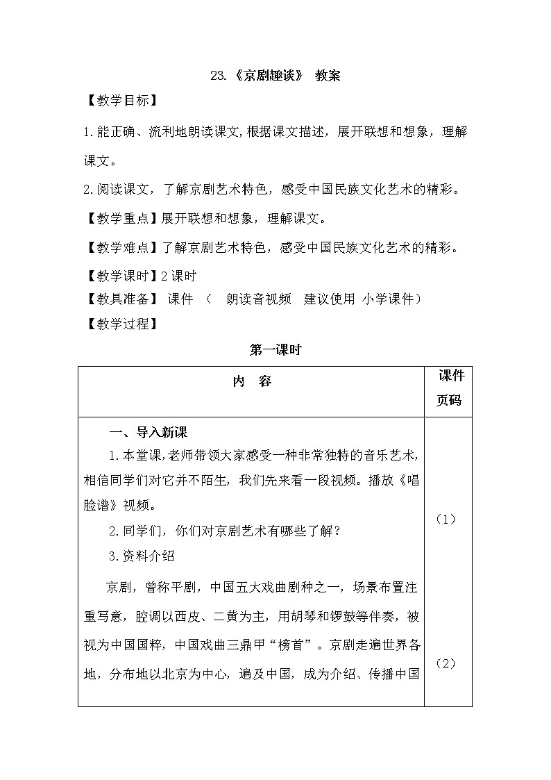 部编版语文六年级上册-24.京剧趣谈【优质教案】第1页