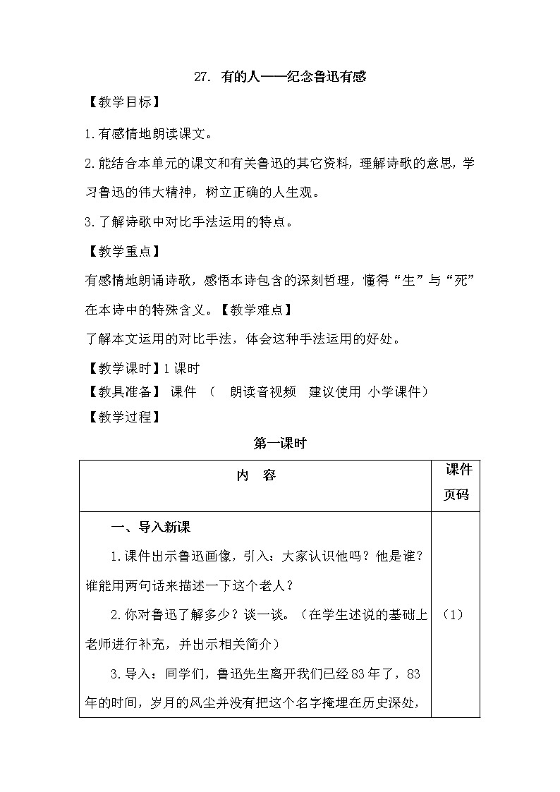 部编版语文六年级上册-28.有的人-纪念鲁迅有感课件PPT01